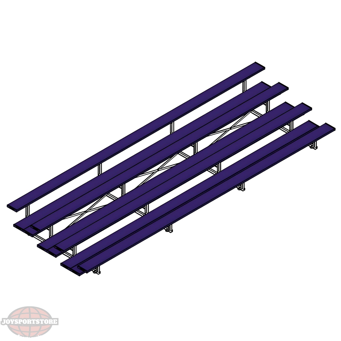 Jaypro Indoor Bleacher – 21' | 4 Row Tip & Roll Bleacher with Double Foot Plank – Powder-Coated Frame (BLDP-421TRGPC) - JoySportStore