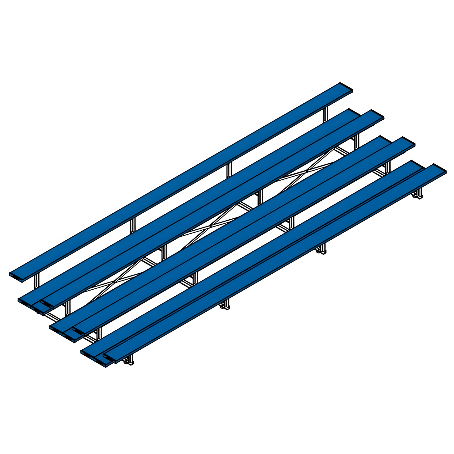 Jaypro Indoor Bleacher – 21' | 4 Row Tip & Roll Bleacher with Double Foot Plank – Powder-Coated Frame (BLDP-421TRGPC)