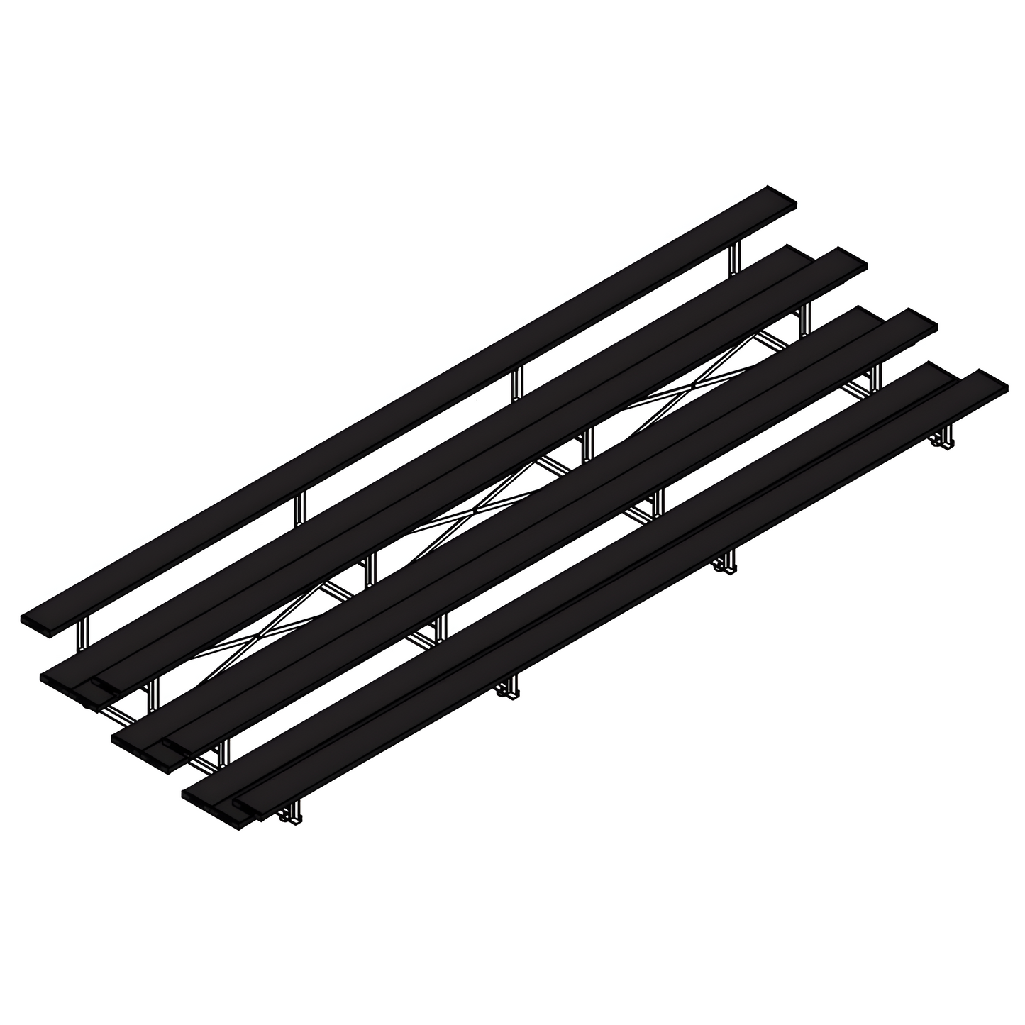 Jaypro Indoor Bleacher – 21' | 4 Row Tip & Roll Bleacher with Double Foot Plank – Powder-Coated Frame (BLDP-421TRGPC)