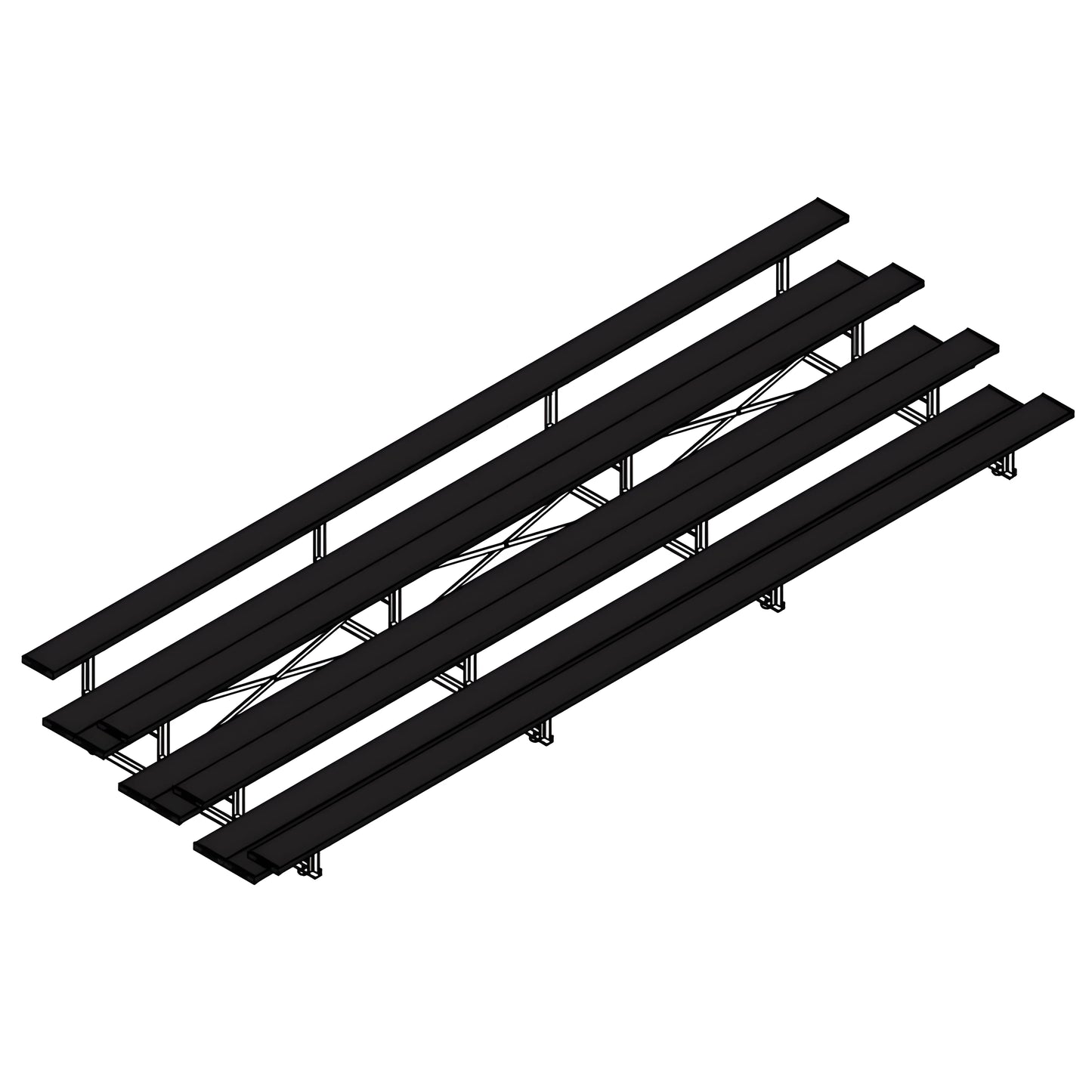 Jaypro Indoor Bleacher – 21' | 4 Row Tip & Roll Bleacher with Double Foot Plank – Powder-Coated Frame (BLDP-421TRGPC) - JoySportStore