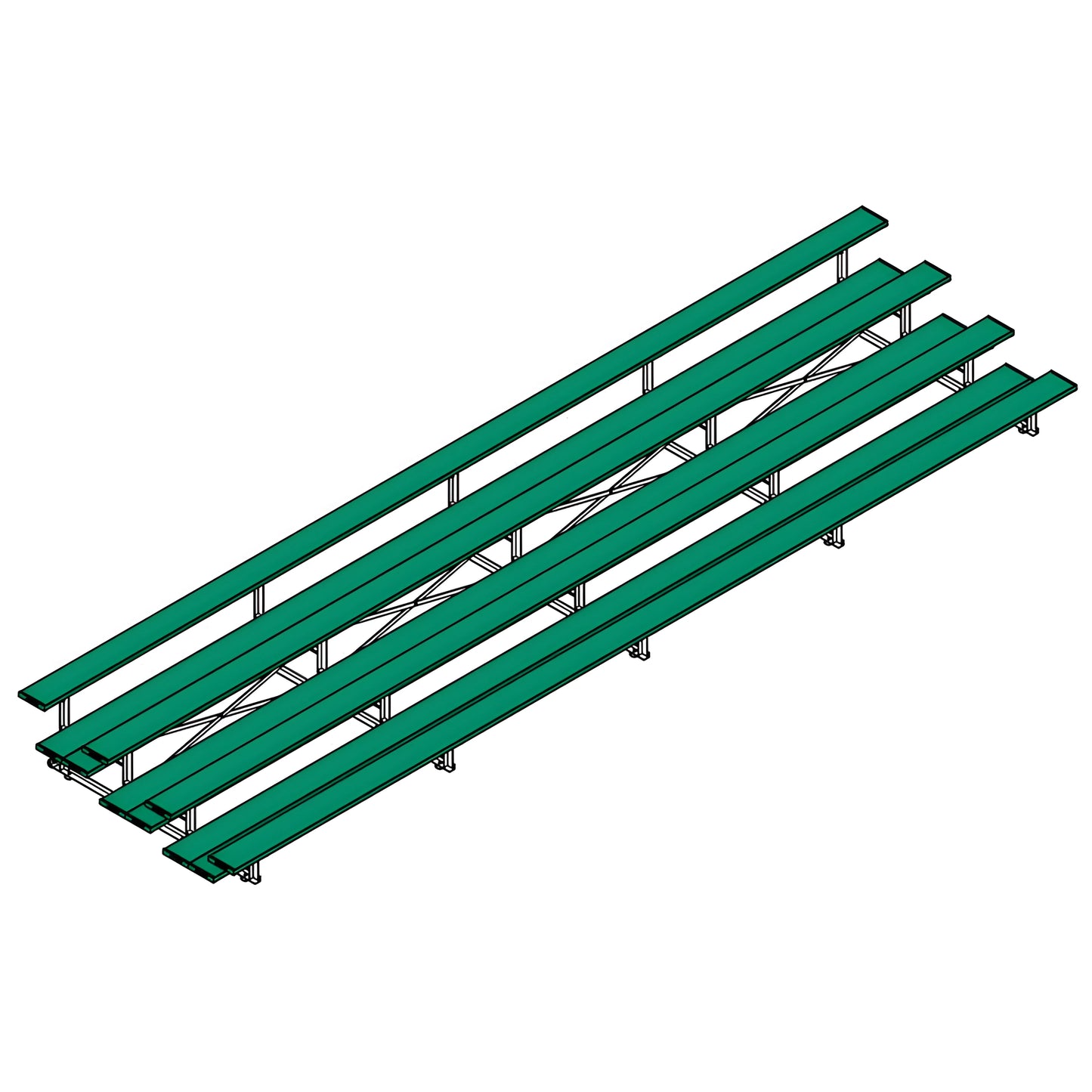 Jaypro Indoor Bleacher – 27' | 4 Row Tip & Roll Bleacher with Double Foot Plank – Powder-Coated Frame (BLDP-427TRGPC) - JoySportStore