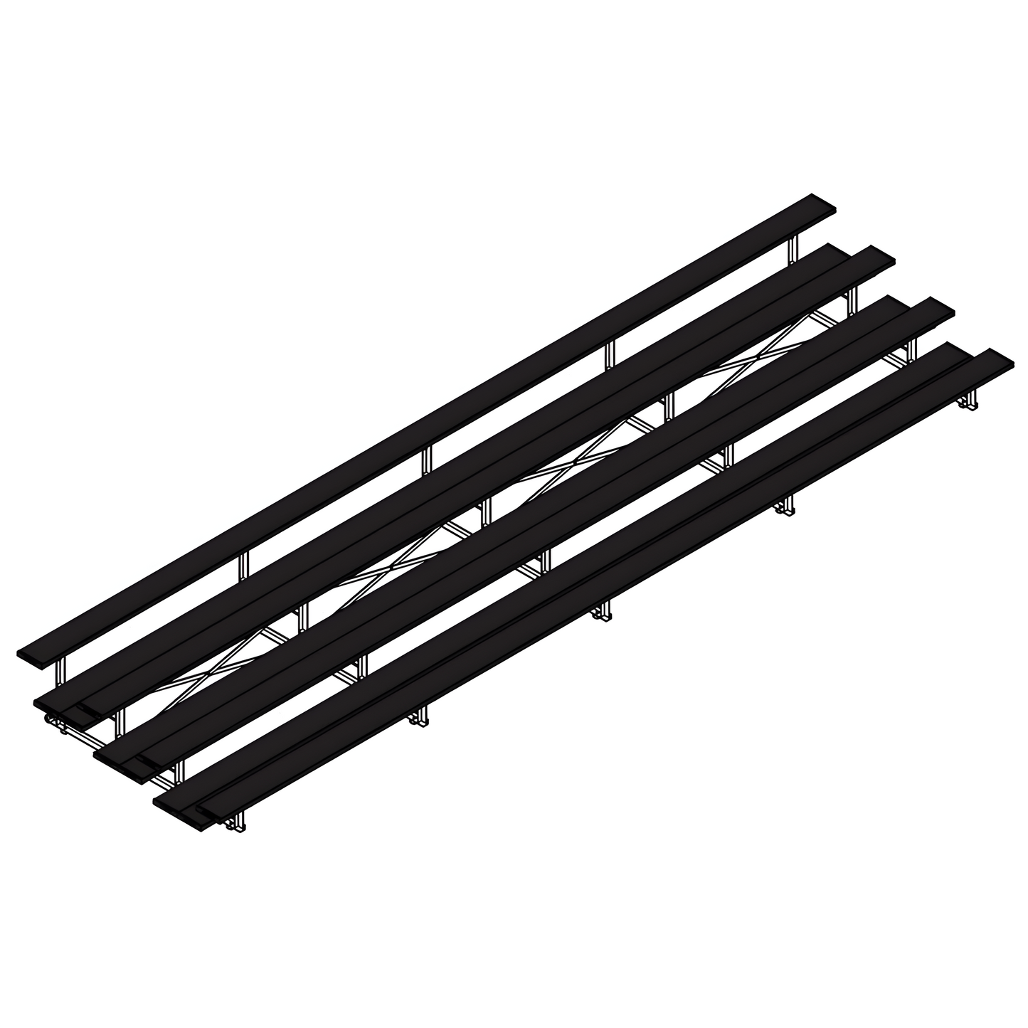 Jaypro Indoor Bleacher – 27' | 4 Row Tip & Roll Bleacher with Double Foot Plank – Powder-Coated Frame (BLDP-427TRGPC)
