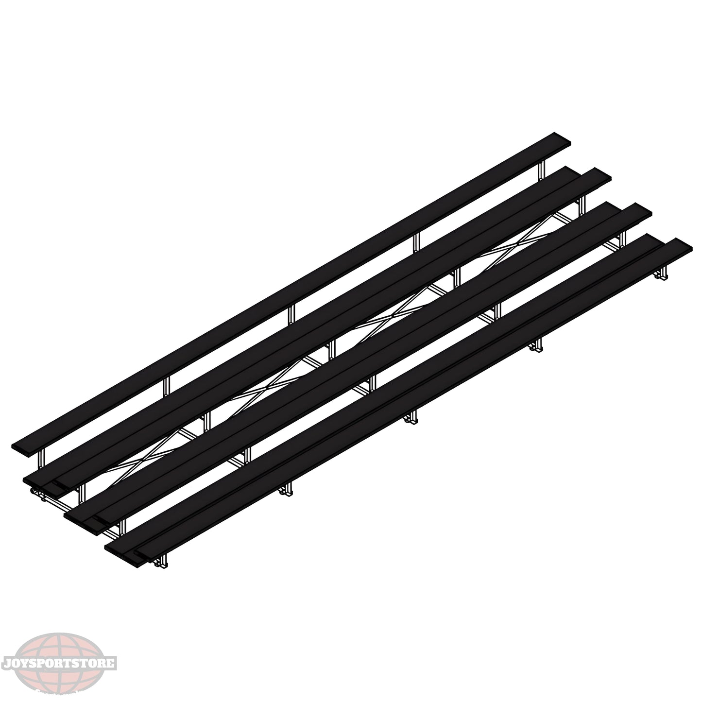 Jaypro Indoor Bleacher – 27' | 4 Row Tip & Roll Bleacher with Double Foot Plank – Powder-Coated Frame (BLDP-427TRGPC) - JoySportStore