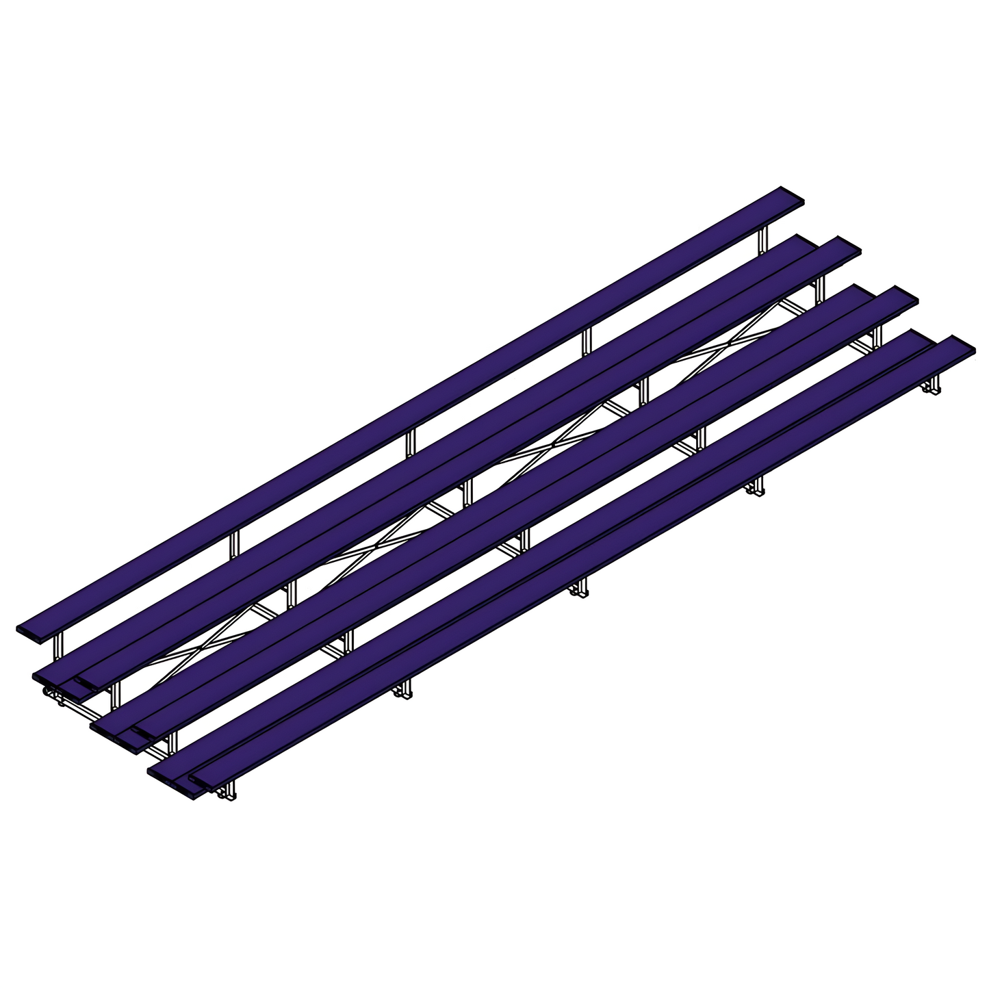 Jaypro Indoor Bleacher – 27' | 4 Row Tip & Roll Bleacher with Double Foot Plank – Powder-Coated Frame (BLDP-427TRGPC)