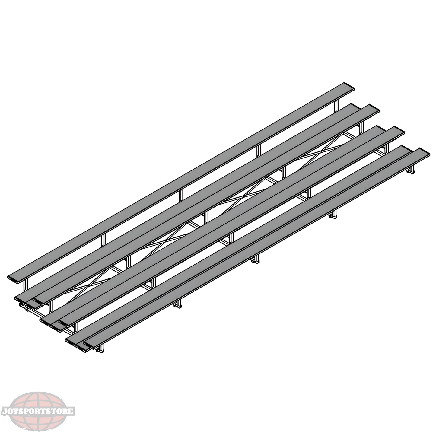 Jaypro Indoor Bleacher – 27' | 4 Row Tip & Roll Bleacher with Double Foot Plank – Powder-Coated Frame (BLDP-427TRGPC) - JoySportStore