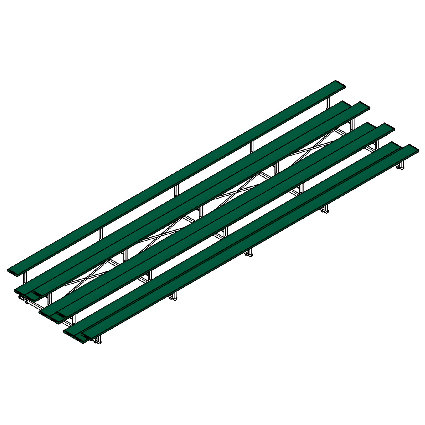 Jaypro Indoor Bleacher – 27' | 4 Row Tip & Roll Bleacher with Double Foot Plank – Powder-Coated Frame (BLDP-427TRGPC)