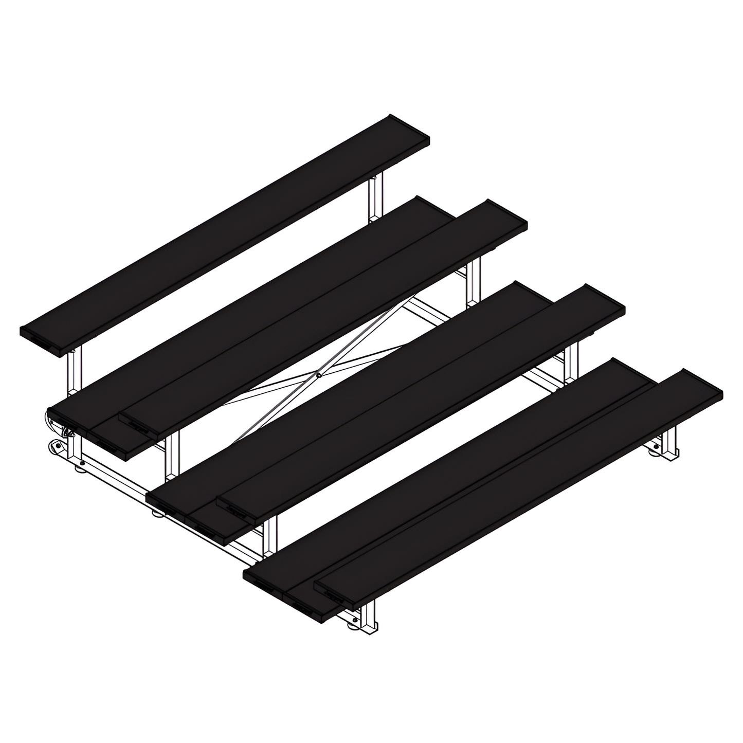 Jaypro Sports Bleacher - 4 Row - Tip & Roll, Double Foot Plank, Powder Coated - 7.5' L (BLDP-475TRGPC)