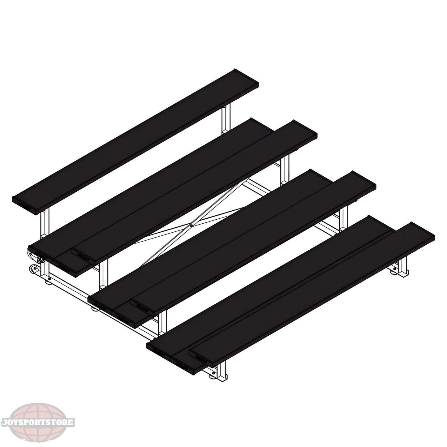 Jaypro Sports Bleacher - 4 Row - Tip & Roll, Double Foot Plank, Powder Coated - 7.5' L (BLDP-475TRGPC) - JoySportStore