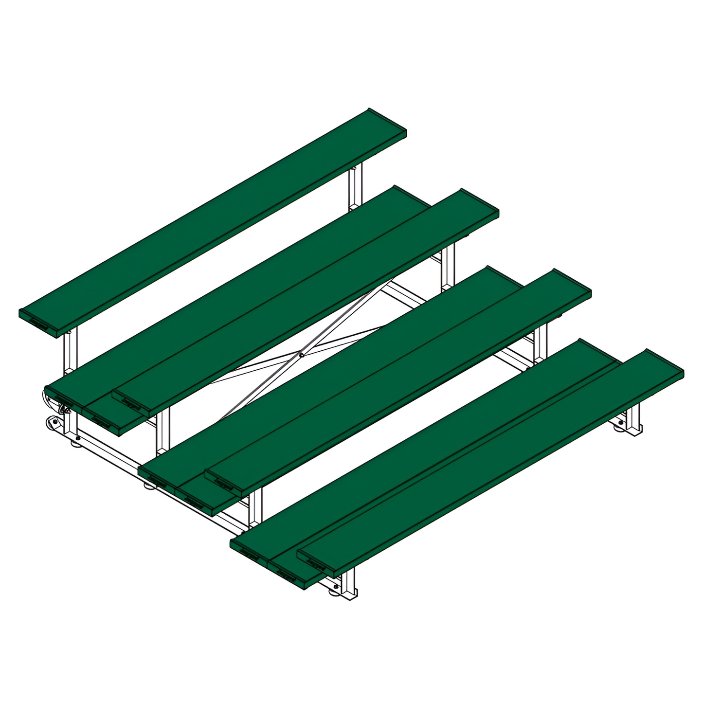 Jaypro Sports Bleacher - 4 Row - Tip & Roll, Double Foot Plank, Powder Coated - 7.5' L (BLDP-475TRGPC)