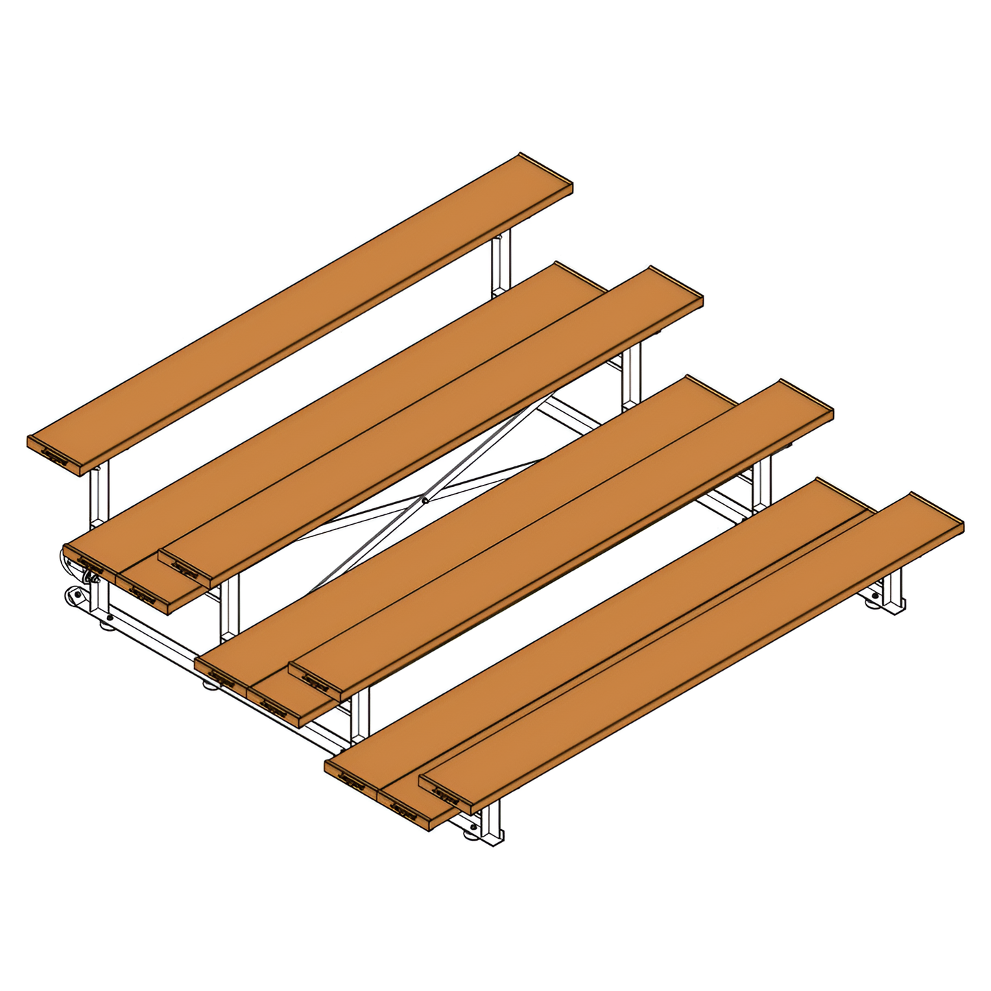 Jaypro Sports Bleacher - 4 Row - Tip & Roll, Double Foot Plank, Powder Coated - 7.5' L (BLDP-475TRGPC)