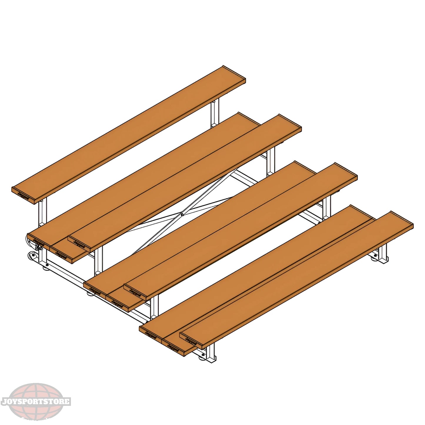Jaypro Sports Bleacher - 4 Row - Tip & Roll, Double Foot Plank, Powder Coated - 7.5' L (BLDP-475TRGPC) - JoySportStore