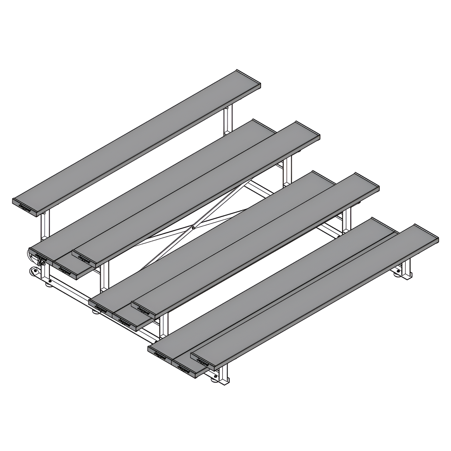 Jaypro Sports Bleacher - 4 Row - Tip & Roll, Double Foot Plank, Powder Coated - 7.5' L (BLDP-475TRGPC)