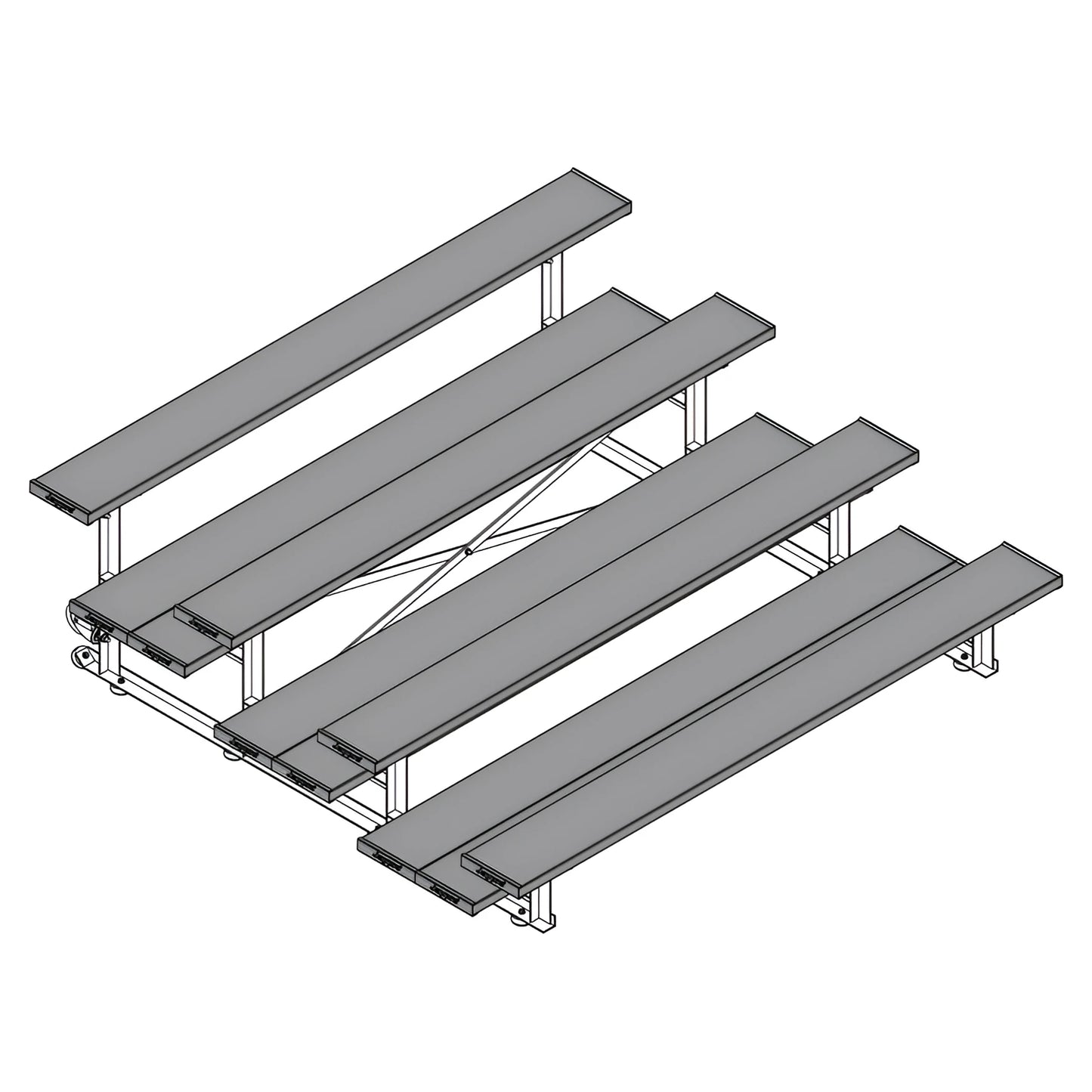 Jaypro Sports Bleacher - 4 Row - Tip & Roll, Double Foot Plank, Powder Coated - 7.5' L (BLDP-475TRGPC) - JoySportStore