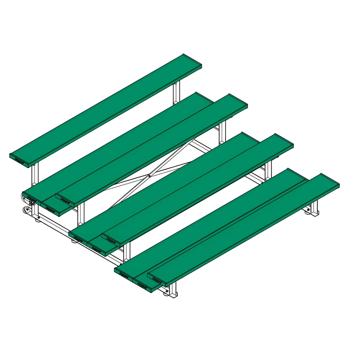 Jaypro Sports Bleacher - 4 Row - Tip & Roll, Double Foot Plank, Powder Coated - 7.5' L (BLDP-475TRGPC) - JoySportStore