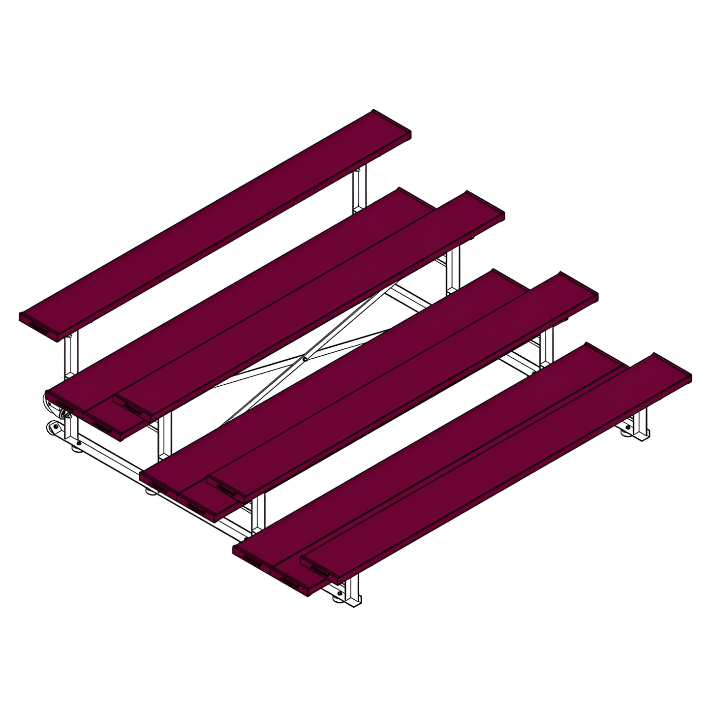 Jaypro Sports Bleacher - 4 Row - Tip & Roll, Double Foot Plank, Powder Coated - 7.5' L (BLDP-475TRGPC)