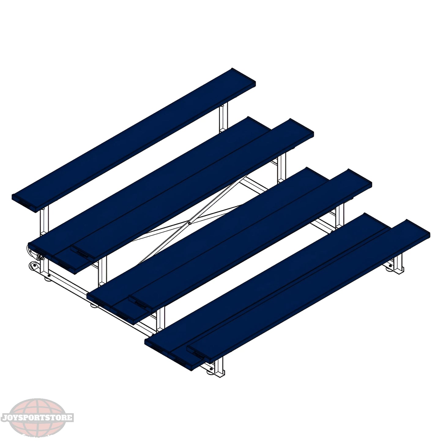 Jaypro Sports Bleacher - 4 Row - Tip & Roll, Double Foot Plank, Powder Coated - 7.5' L (BLDP-475TRGPC) - JoySportStore