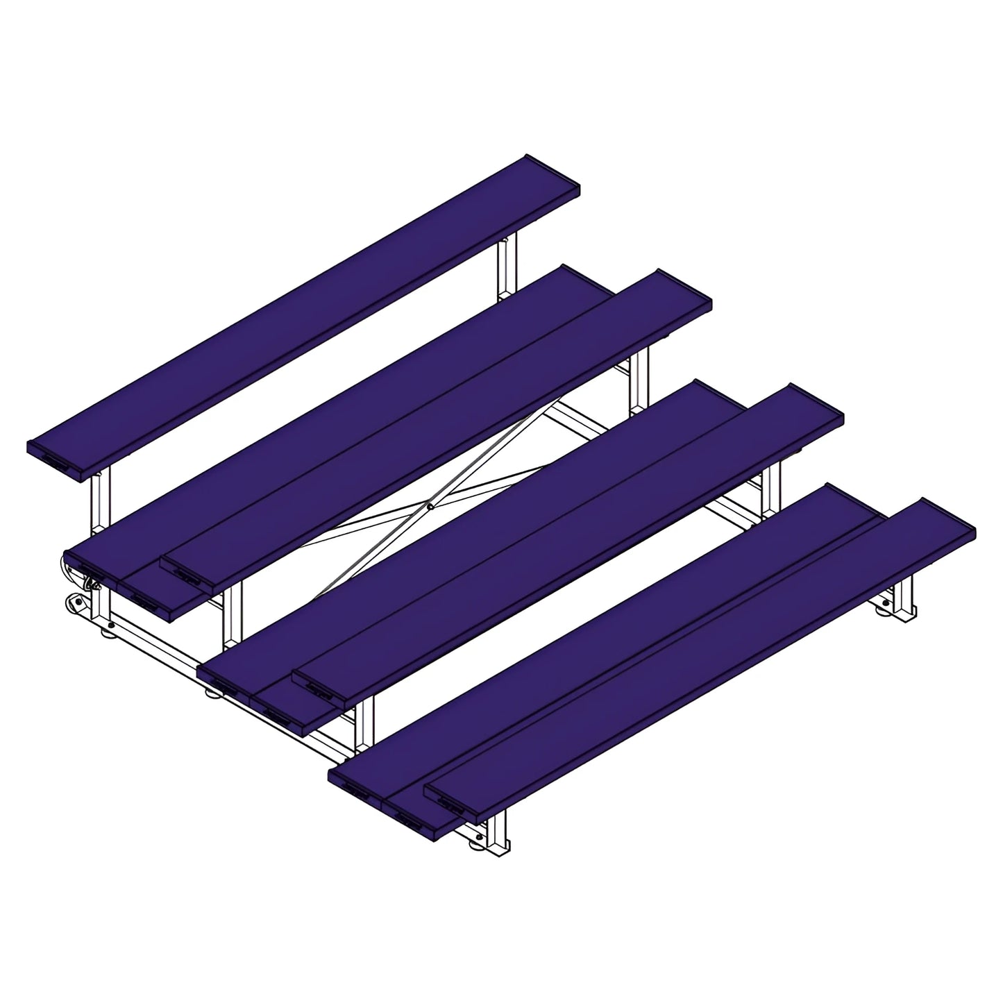 Jaypro Sports Bleacher - 4 Row - Tip & Roll, Double Foot Plank, Powder Coated - 7.5' L (BLDP-475TRGPC) - JoySportStore