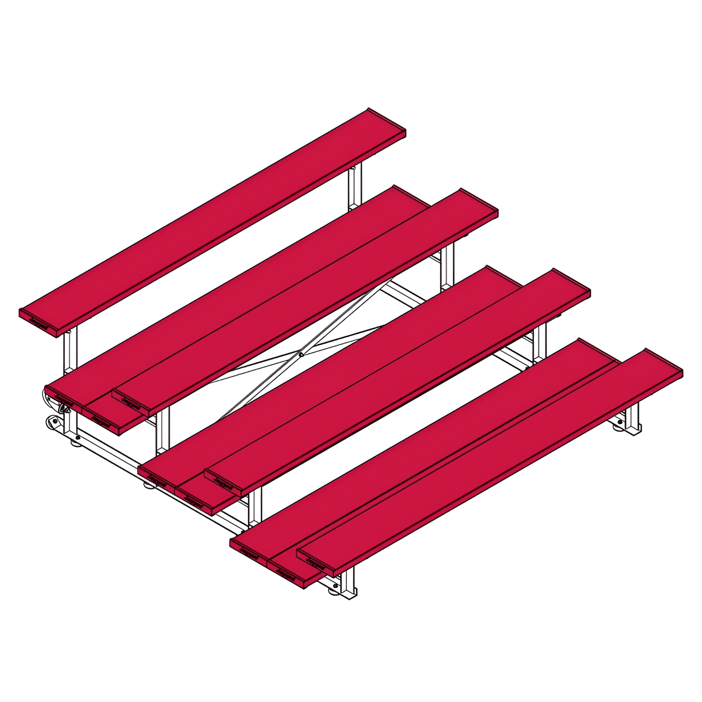 Jaypro Sports Bleacher - 4 Row - Tip & Roll, Double Foot Plank, Powder Coated - 7.5' L (BLDP-475TRGPC)