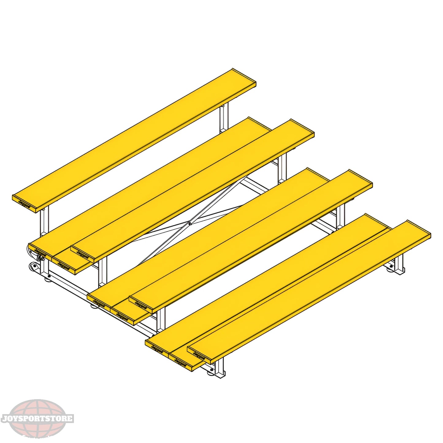 Jaypro Sports Bleacher - 4 Row - Tip & Roll, Double Foot Plank, Powder Coated - 7.5' L (BLDP-475TRGPC) - JoySportStore