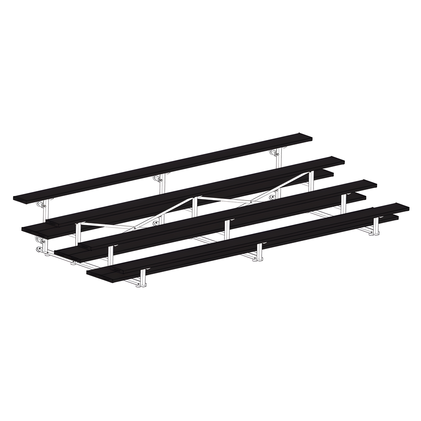 Jaypro Sports Bleacher - 4 Row - Tip & Roll, Double Foot Plank, Powder Coated - 15' L (BLDP-4TRGPC)