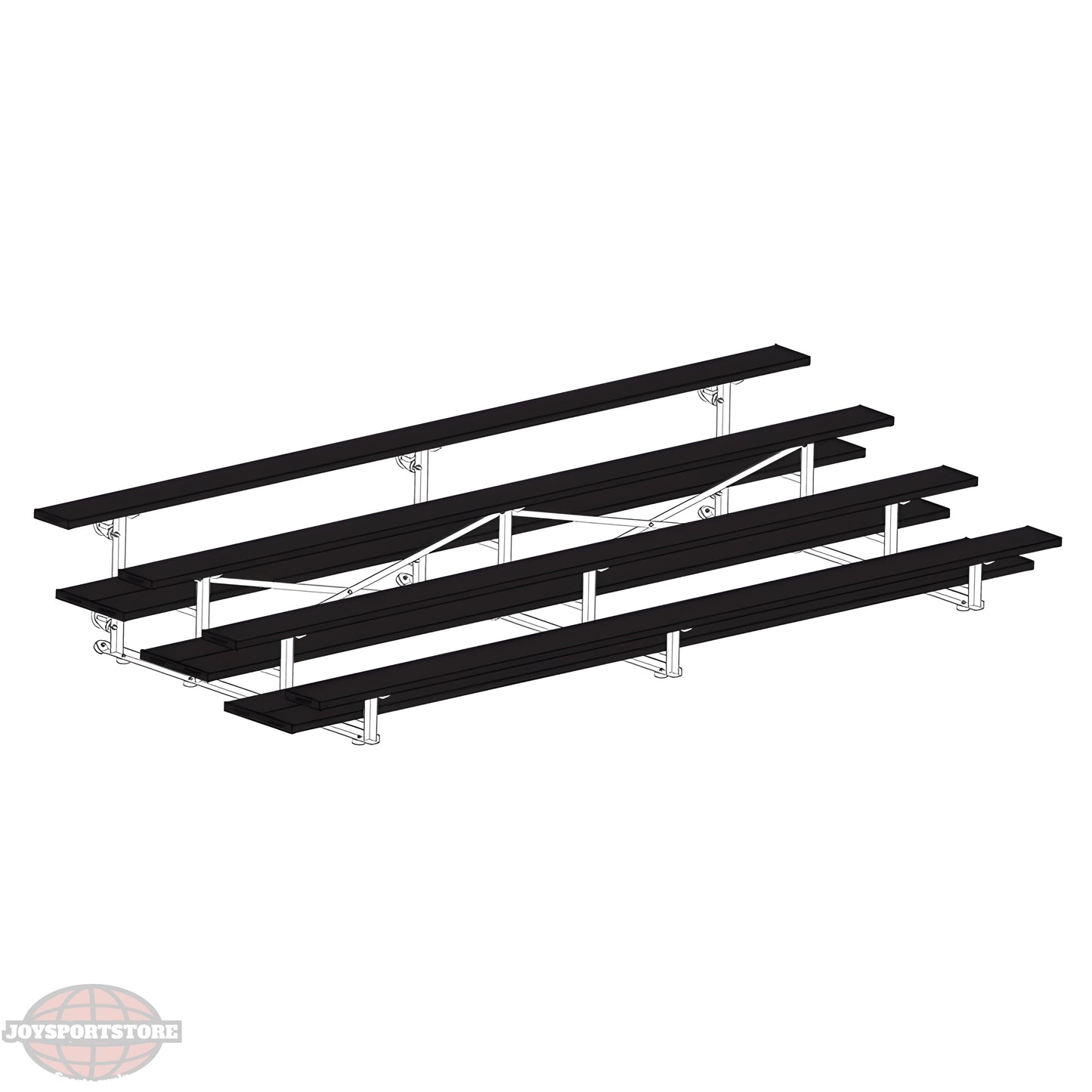 Jaypro Sports Bleacher - 4 Row - Tip & Roll, Double Foot Plank, Powder Coated - 15' L (BLDP-4TRGPC) - JoySportStore