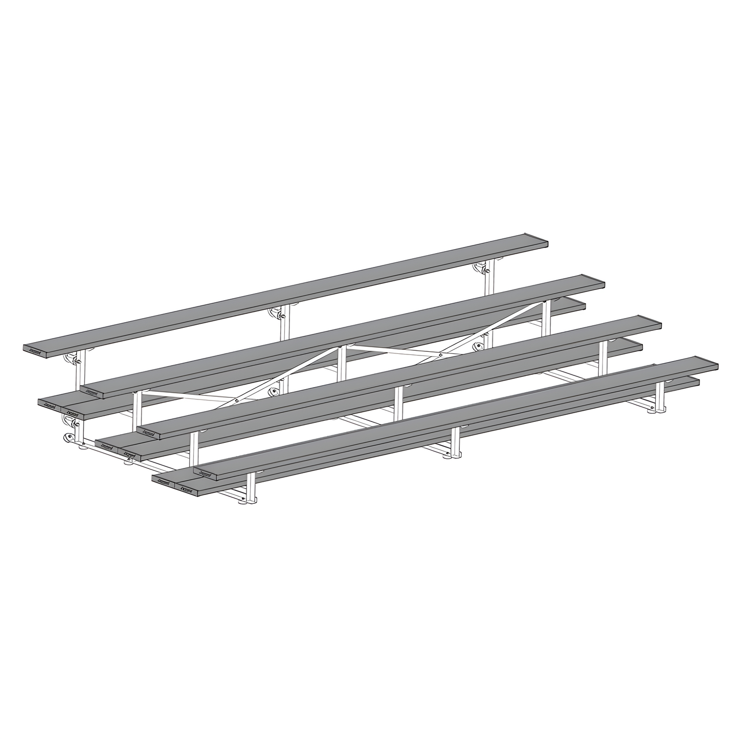 Jaypro Sports Bleacher - 4 Row - Tip & Roll, Double Foot Plank, Powder Coated - 15' L (BLDP-4TRGPC)