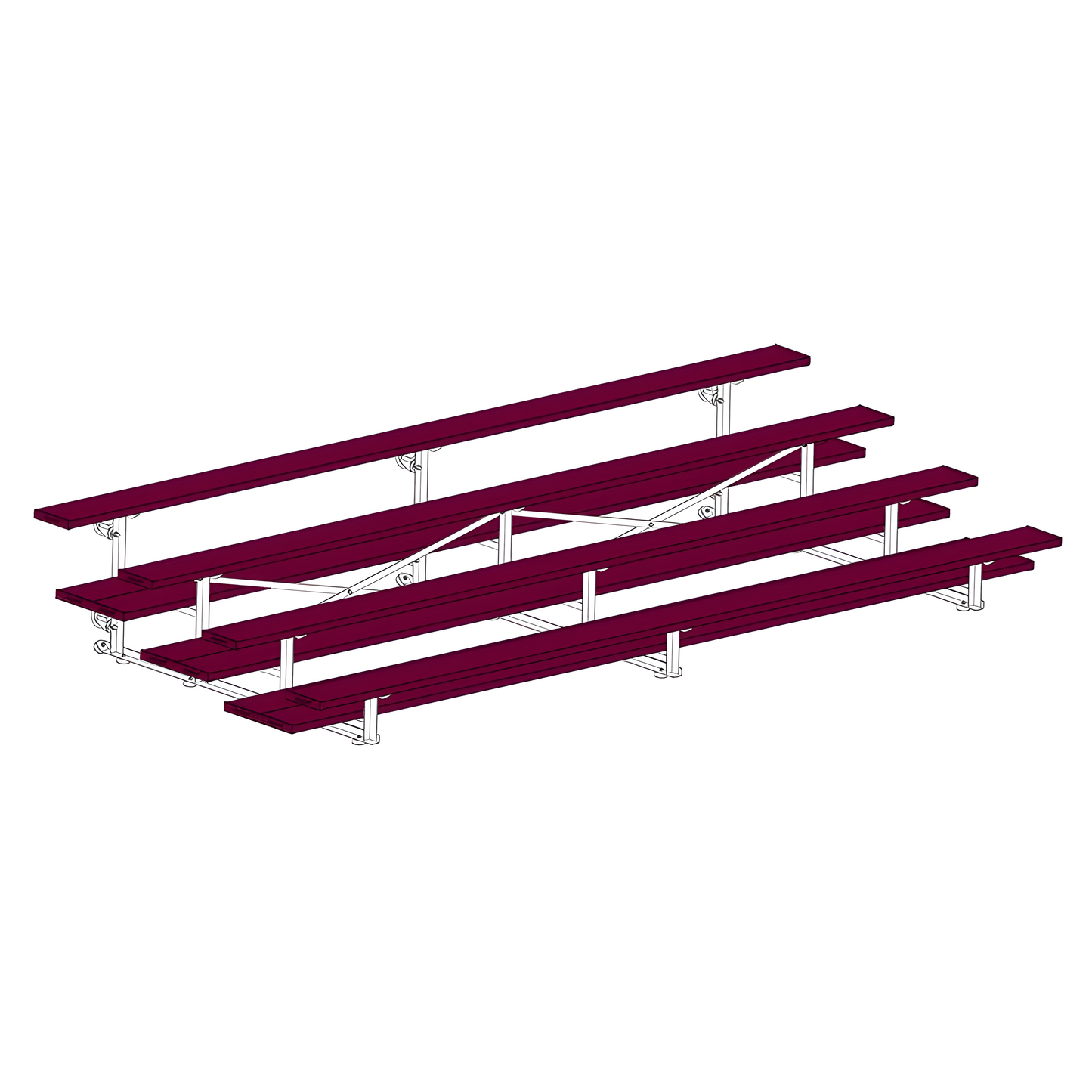 Jaypro Sports Bleacher - 4 Row - Tip & Roll, Double Foot Plank, Powder Coated - 15' L (BLDP-4TRGPC)