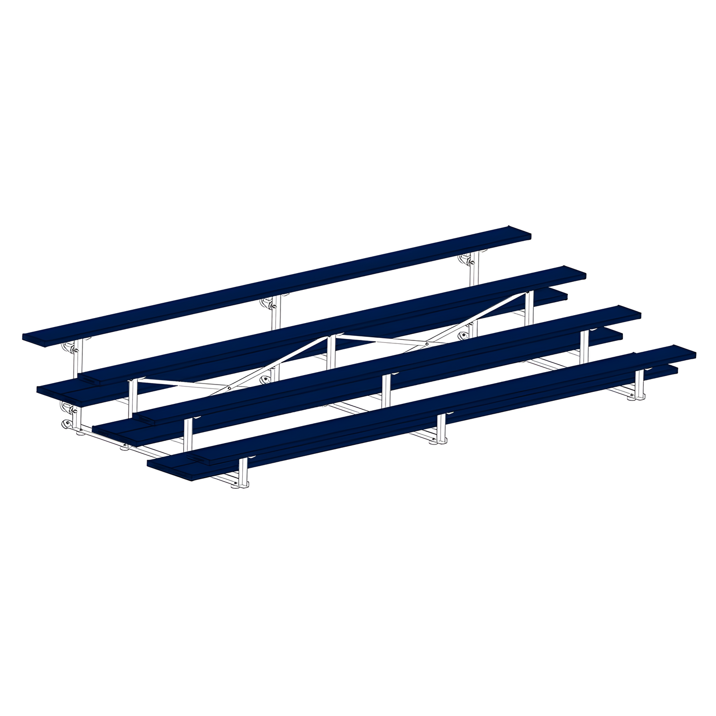 Jaypro Sports Bleacher - 4 Row - Tip & Roll, Double Foot Plank, Powder Coated - 15' L (BLDP-4TRGPC)