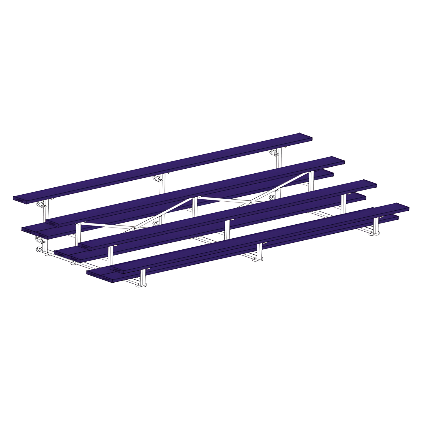 Jaypro Sports Bleacher - 4 Row - Tip & Roll, Double Foot Plank, Powder Coated - 15' L (BLDP-4TRGPC)