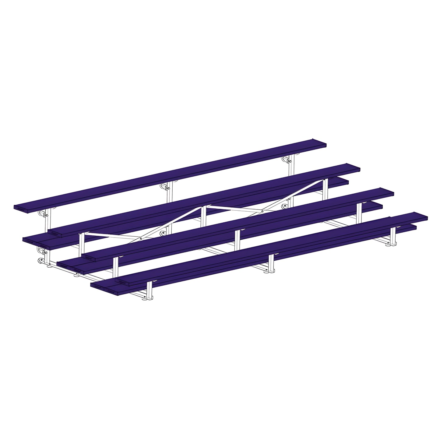 Jaypro Sports Bleacher - 4 Row - Tip & Roll, Double Foot Plank, Powder Coated - 15' L (BLDP-4TRGPC) - JoySportStore