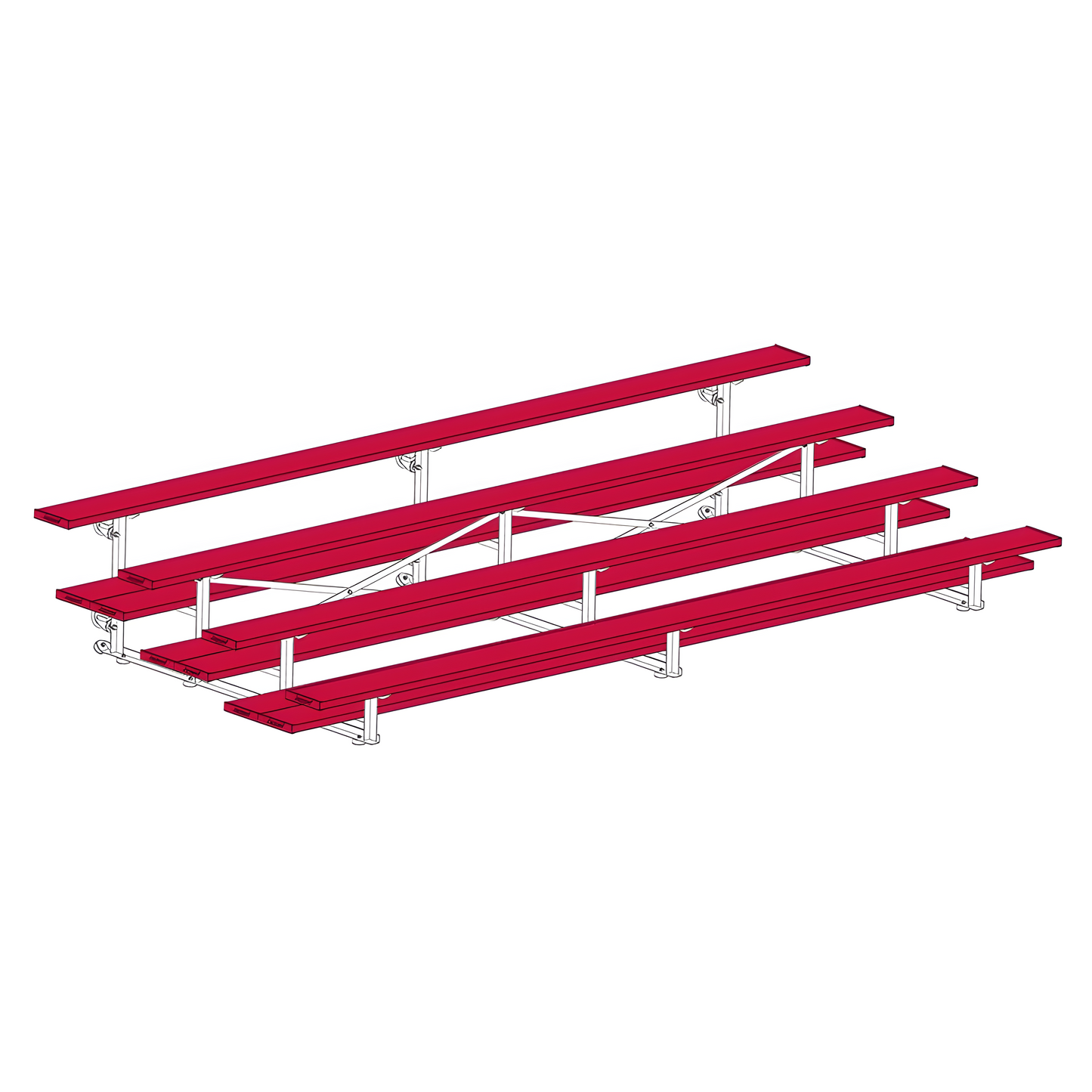 Jaypro Sports Bleacher - 4 Row - Tip & Roll, Double Foot Plank, Powder Coated - 15' L (BLDP-4TRGPC)