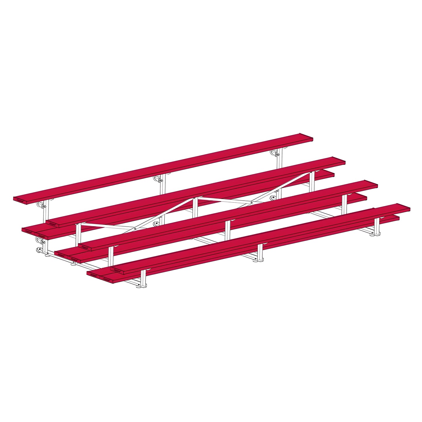 Jaypro Sports Bleacher - 4 Row - Tip & Roll, Double Foot Plank, Powder Coated - 15' L (BLDP-4TRGPC) - JoySportStore