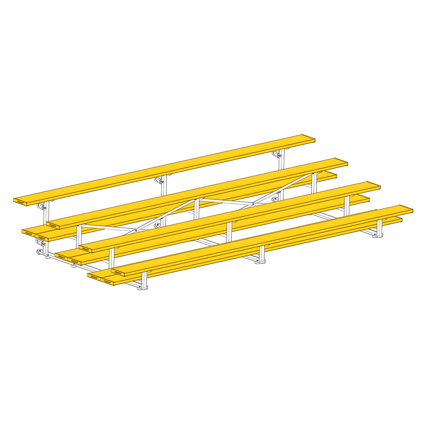 Jaypro Sports Bleacher - 4 Row - Tip & Roll, Double Foot Plank, Powder Coated - 15' L (BLDP-4TRGPC)