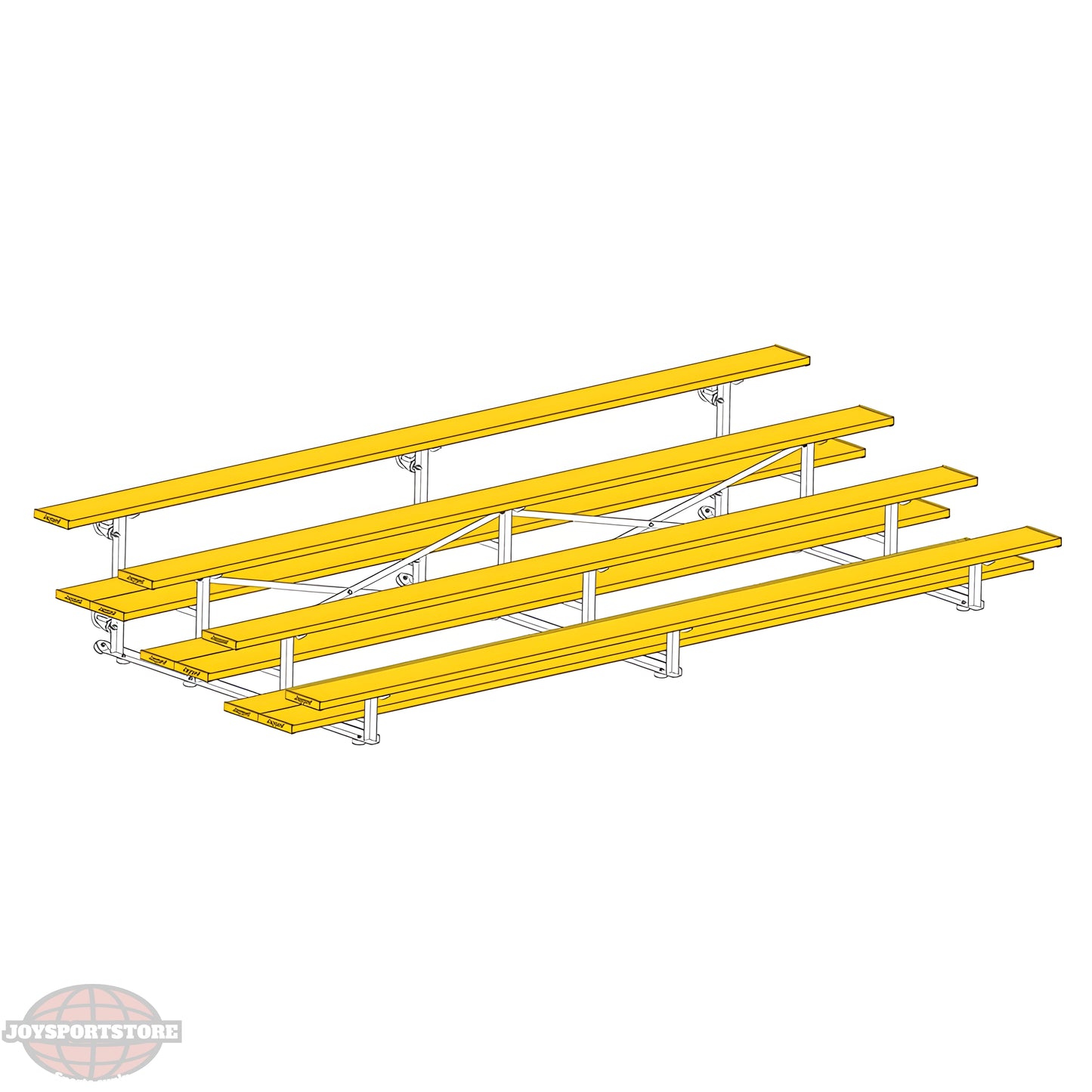 Jaypro Sports Bleacher - 4 Row - Tip & Roll, Double Foot Plank, Powder Coated - 15' L (BLDP-4TRGPC) - JoySportStore