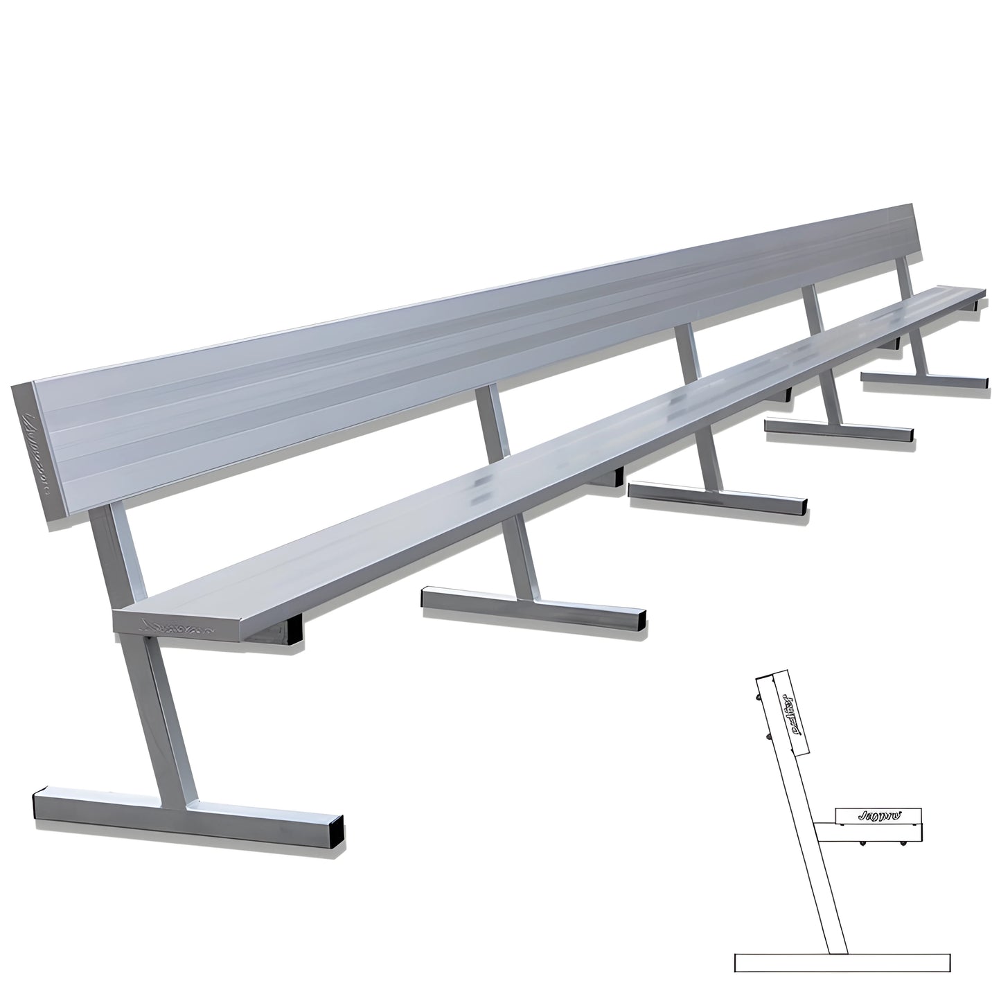 Jaypro Sports Outdoor Player Benches - Portable - Aluminum Team Bench with Seat Back- 27' (PB-90) - JoySportStore
