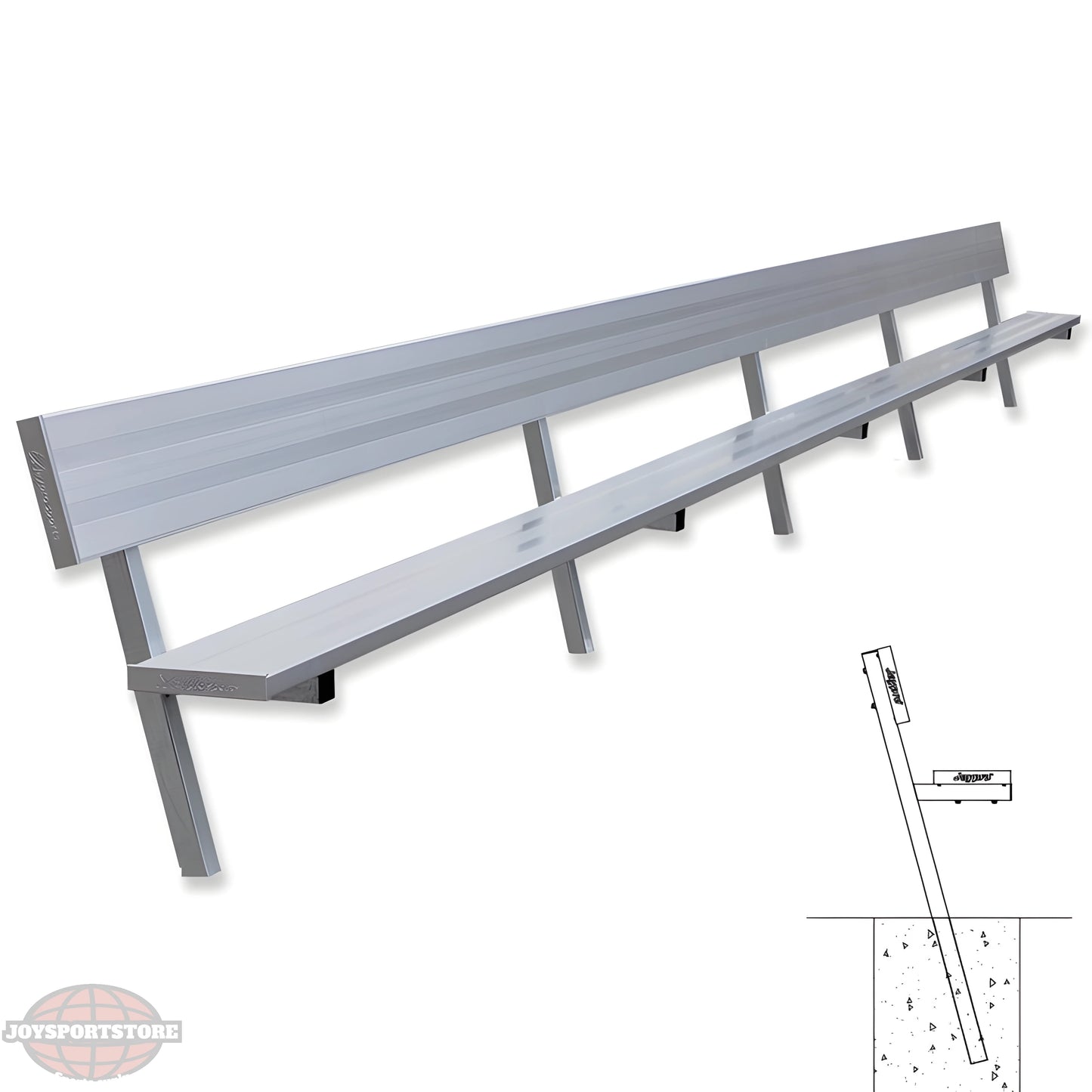 Jaypro Sports Outdoor Player Benches - In Ground - Aluminum Team Bench with Seat Back - 27' (PB-90PI) - JoySportStore