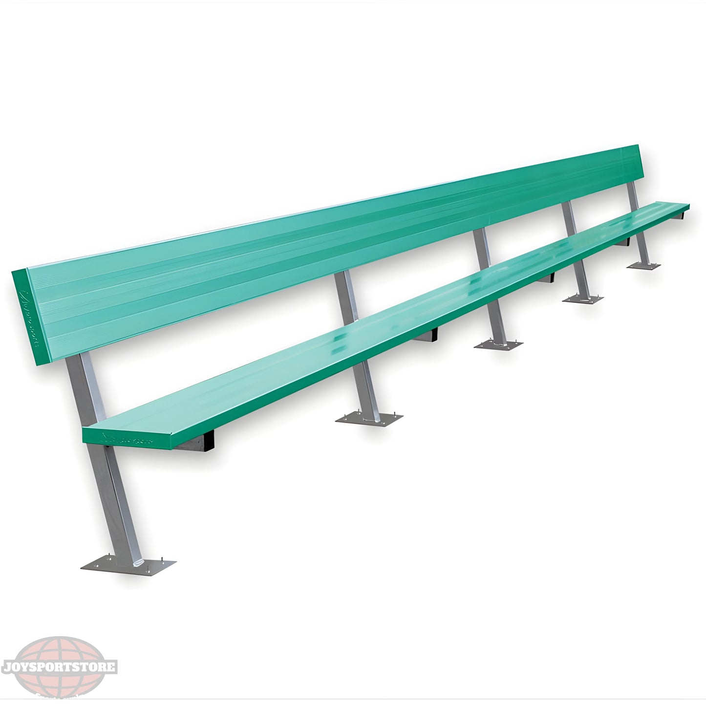 Jaypro Sports Outdoor Player Benches - Surface Mount - Aluminum Team Bench with Seat Back- 27', Powder Coated (PB-90SMPC) - JoySportStore