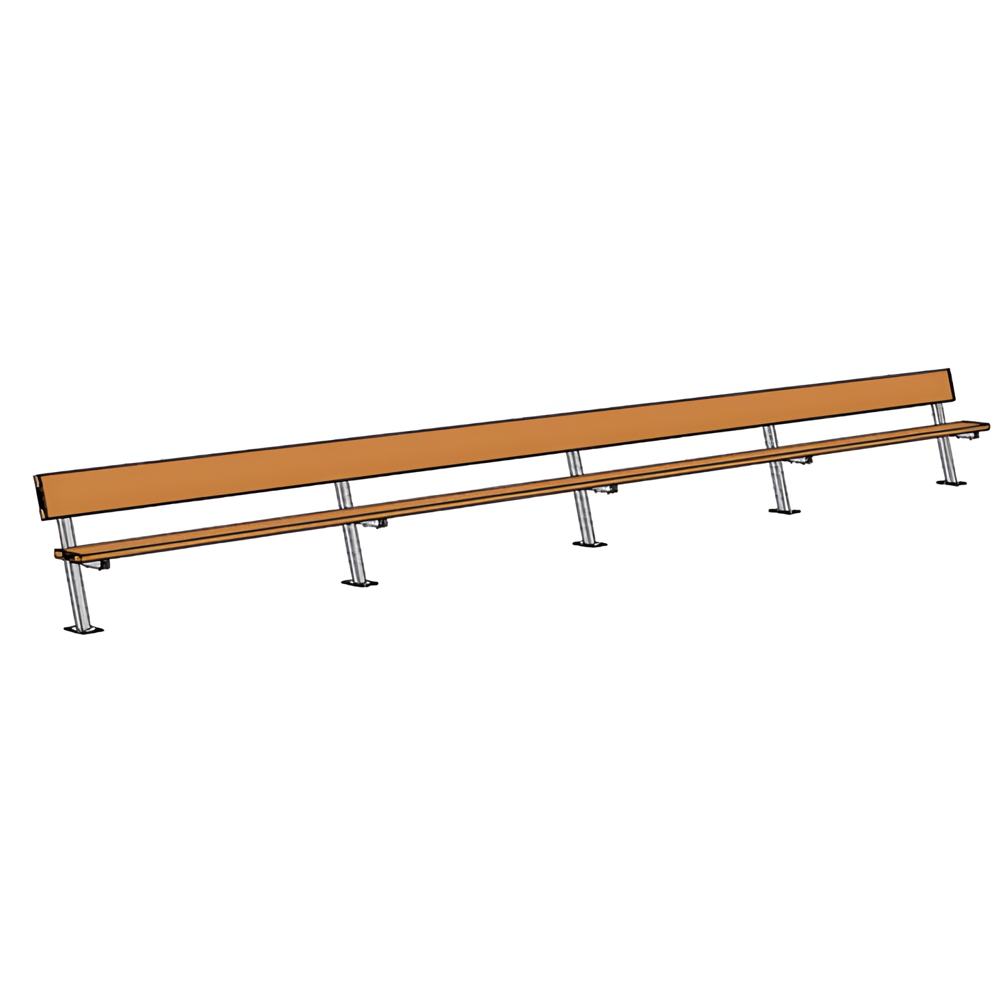 Jaypro Sports Outdoor Player Benches - Surface Mount - Aluminum Team Bench with Seat Back- 27', Powder Coated (PB-90SMPC)