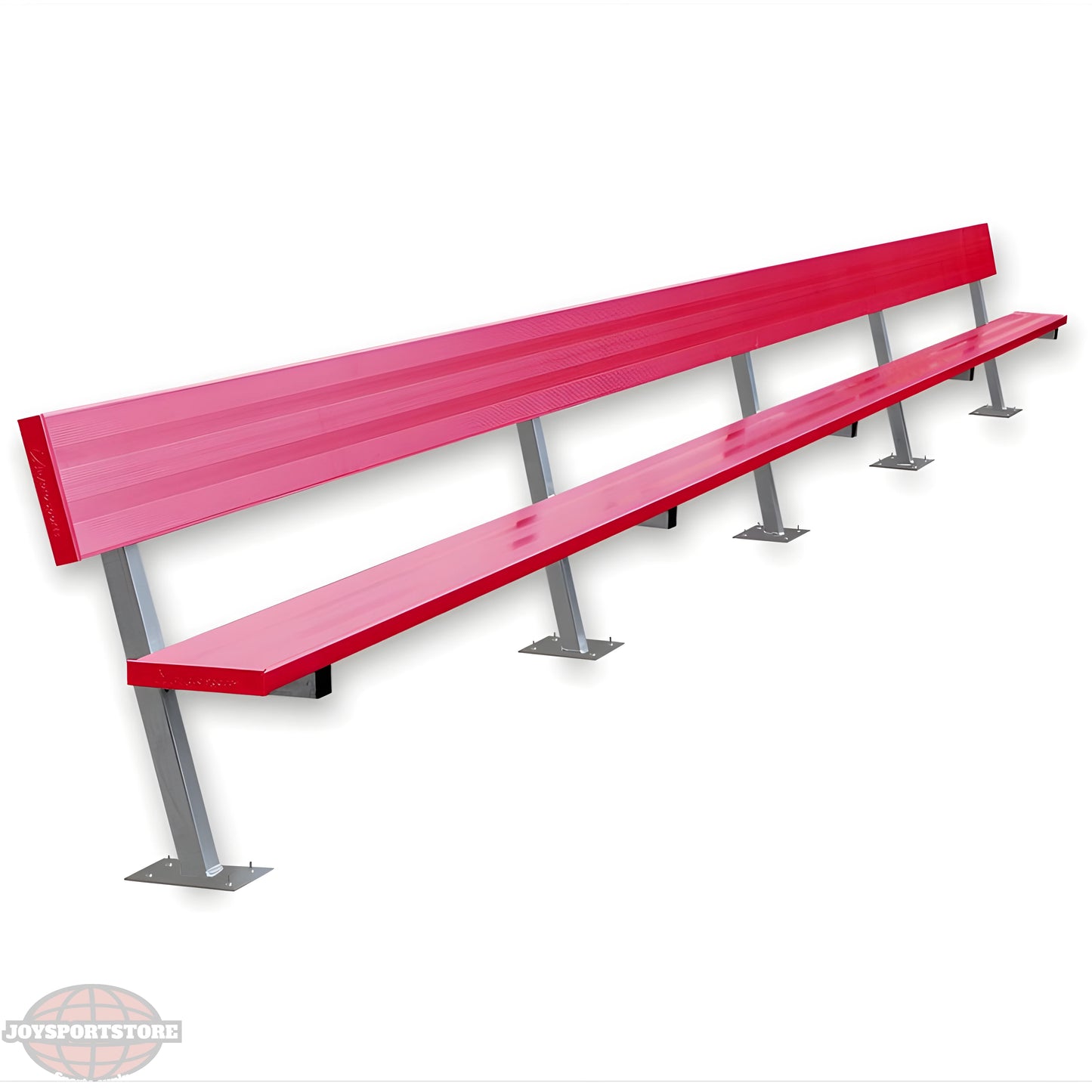 Jaypro Sports Outdoor Player Benches - Surface Mount - Aluminum Team Bench with Seat Back- 27', Powder Coated (PB-90SMPC) - JoySportStore