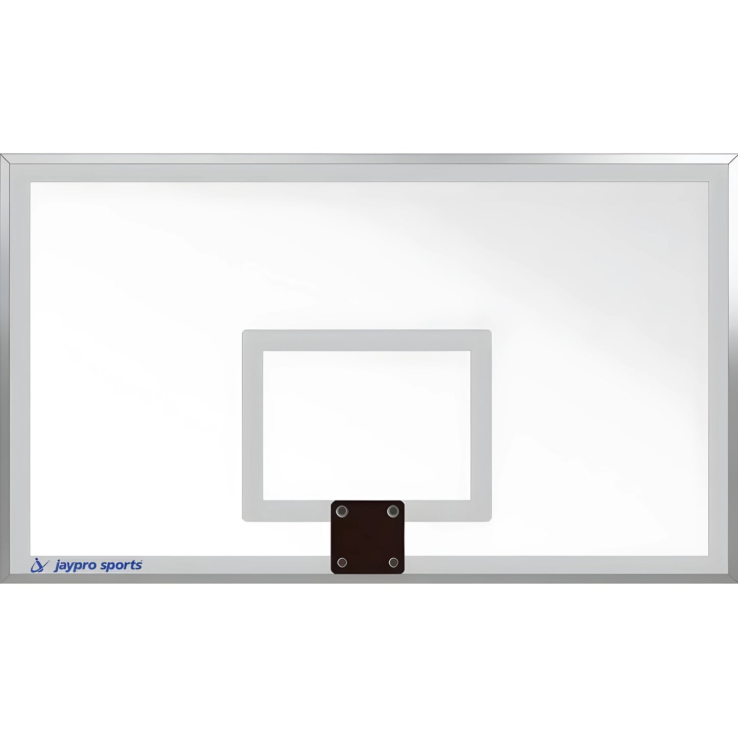 Jaypro transparent acrylic backboard for outdoor basketball hoop with silver frame and mounting bracket