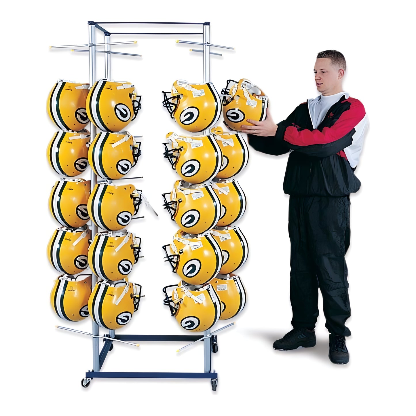 Jaypro StackMaster Football Helmet Rack – Holds 56 Helmets | Heavy-Duty, Mobile Team Storage Solution (H-1)