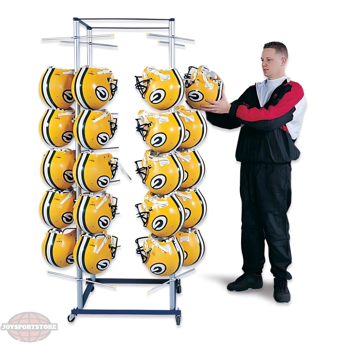 Jaypro StackMaster Football Helmet Rack – Holds 56 Helmets | Heavy-Duty, Mobile Team Storage Solution (H-1) - JoySportStore
