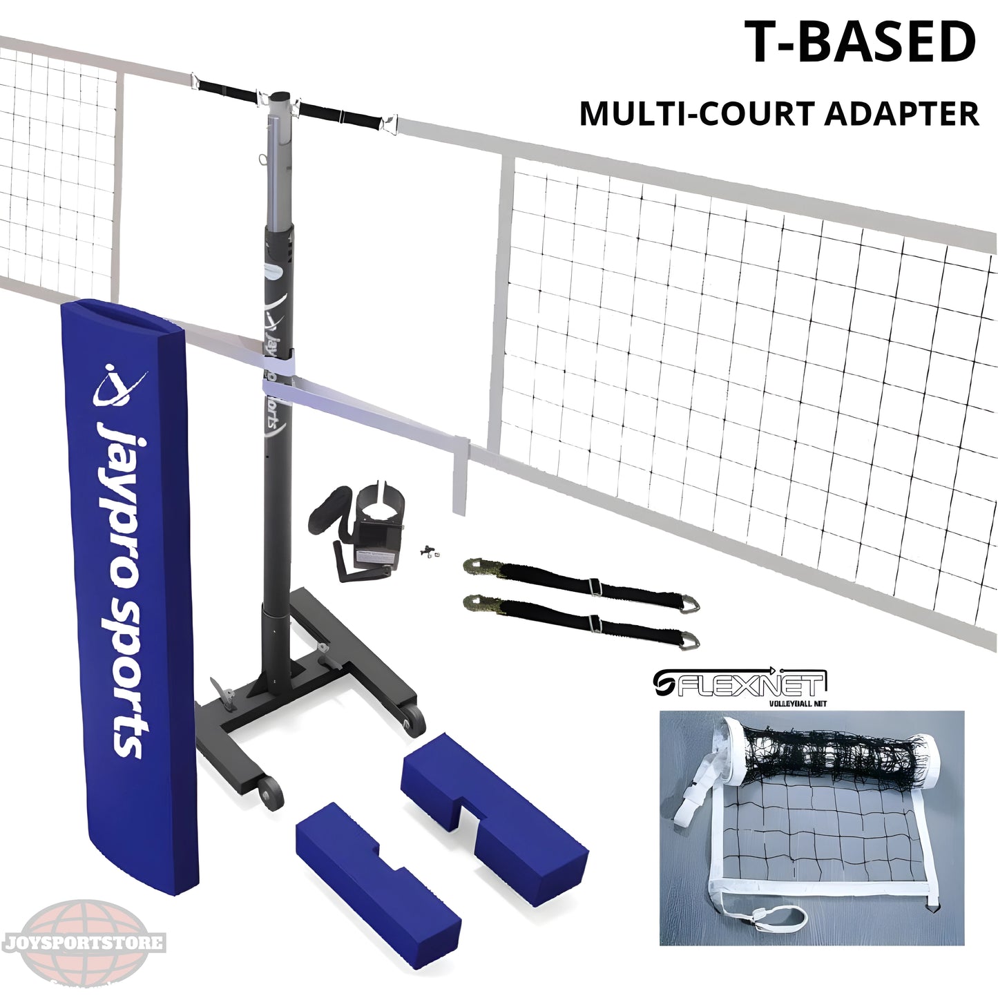 Jaypro T-Base Competition Volleyball Net Center Upright System – FeatherLite Pin-Stop Adjustable - JoySportStore