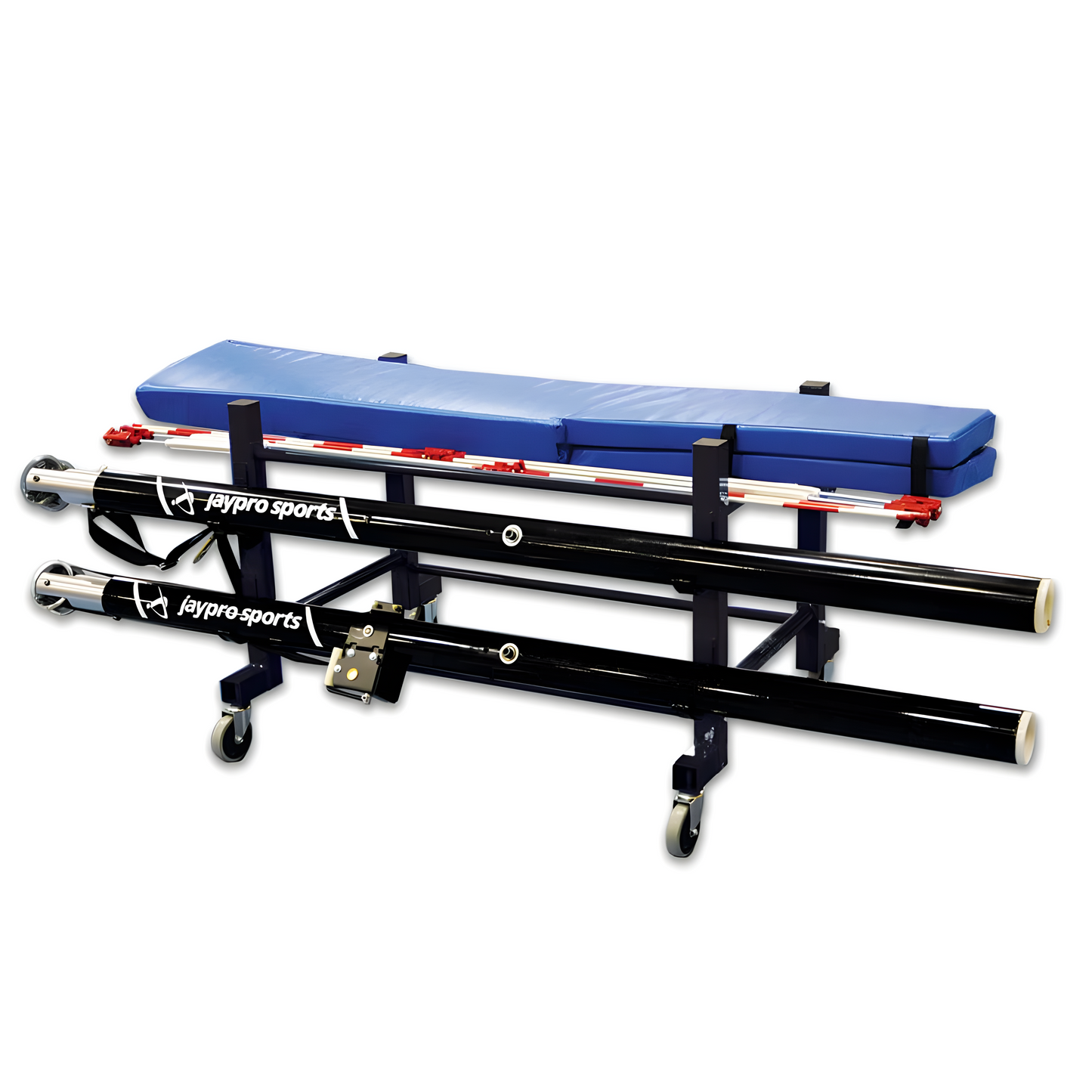 Jaypro Volleyball Equipment Carrier – 42" x 32" Standard Storage Cart with 4 Upright Poles | Model: EC-500