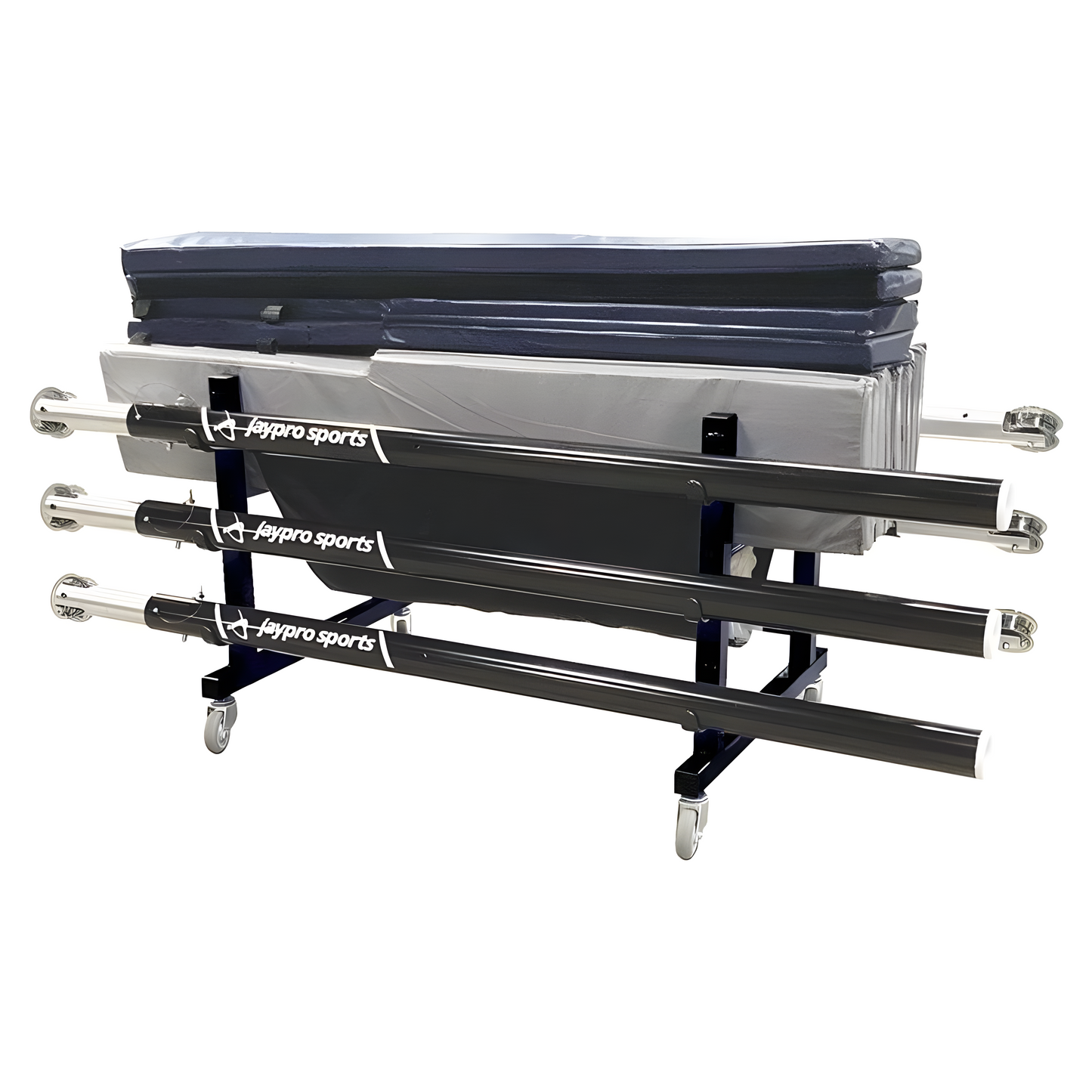 Jaypro Volleyball Equipment Carrier – 48" x 36" Deluxe Cart with 6 Upright Poles | Model: EC-1000