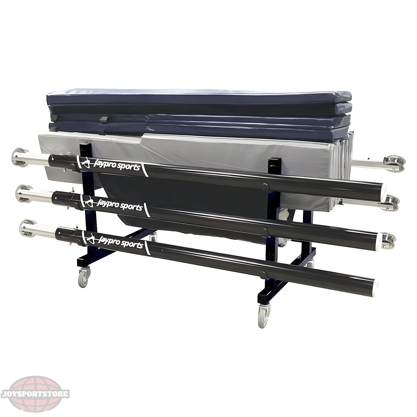 Jaypro Volleyball Equipment Carrier – 48" x 36" Deluxe Cart with 6 Upright Poles | Model: EC-1000 - JoySportStore