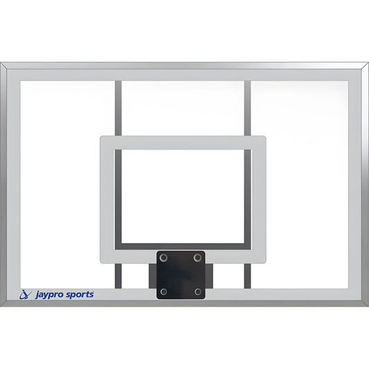 Jaypro clear backboard wall mount basketball hoop with silver frame and mounting bracket
