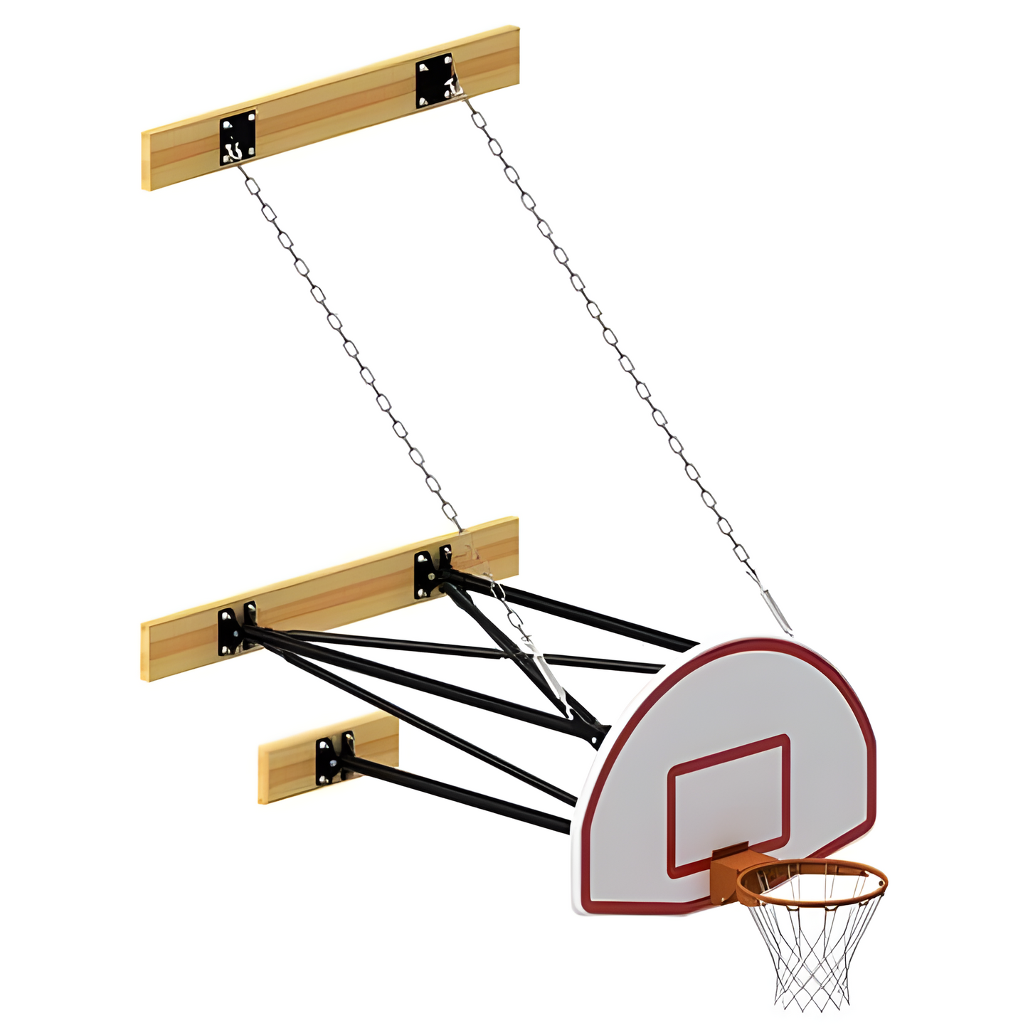 Jaypro Wall-Mounted Basketball Backstop – 3‑Point Fan Backboard | Clean Aesthetic & Pro-Level Performance