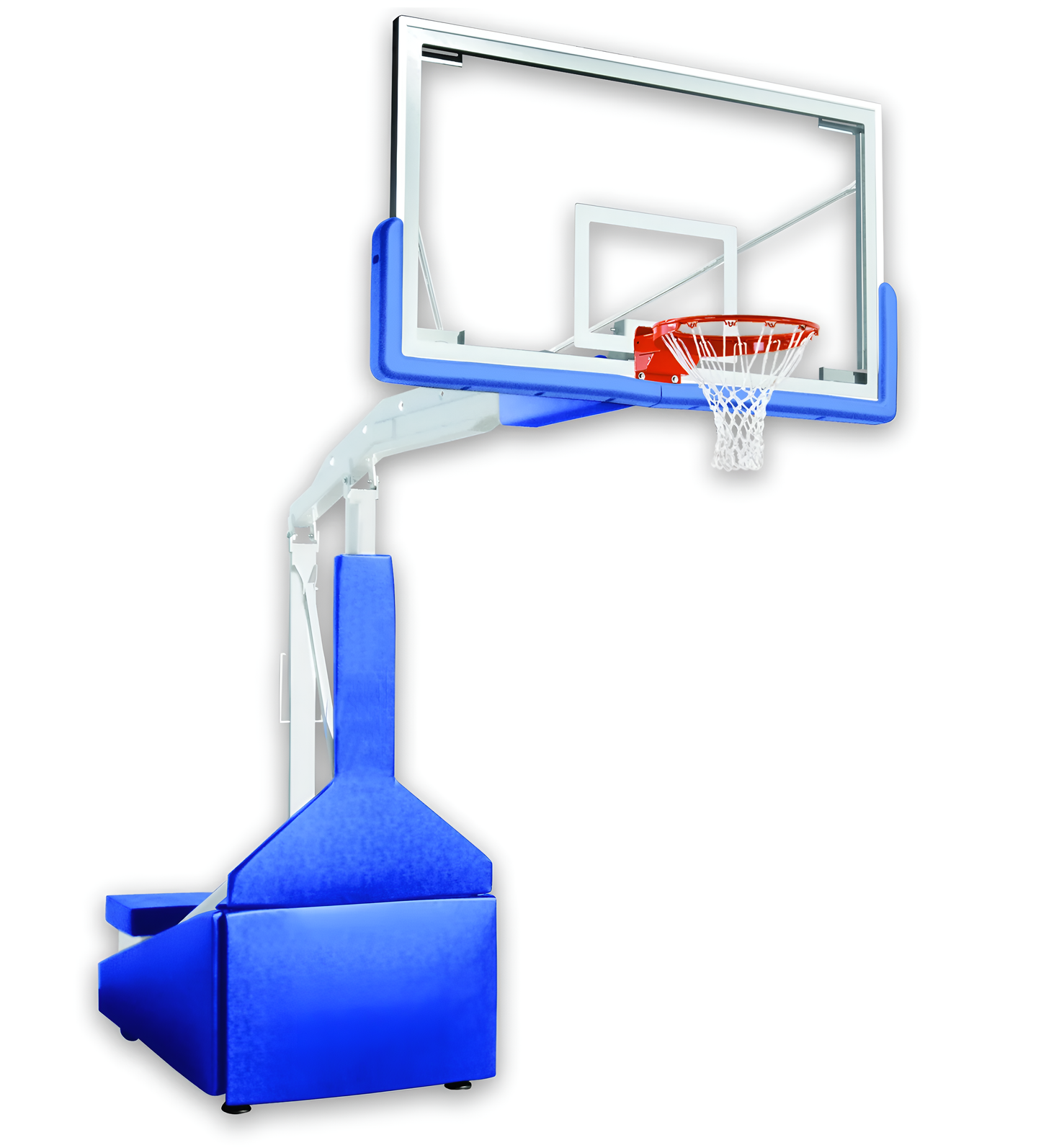FIRST TEAM portable basketball hoop with adjustable backboard and blue base padding