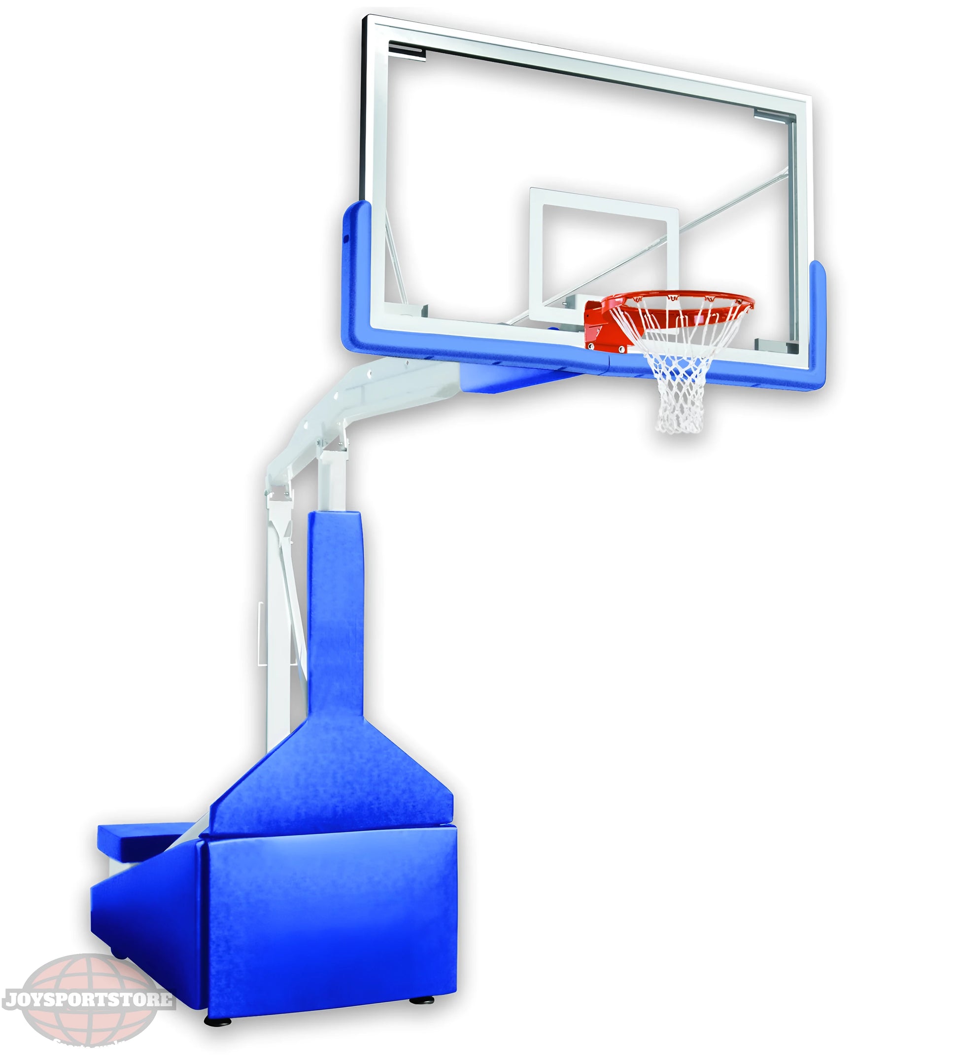 FIRST TEAM portable basketball hoop with adjustable backboard and blue base padding